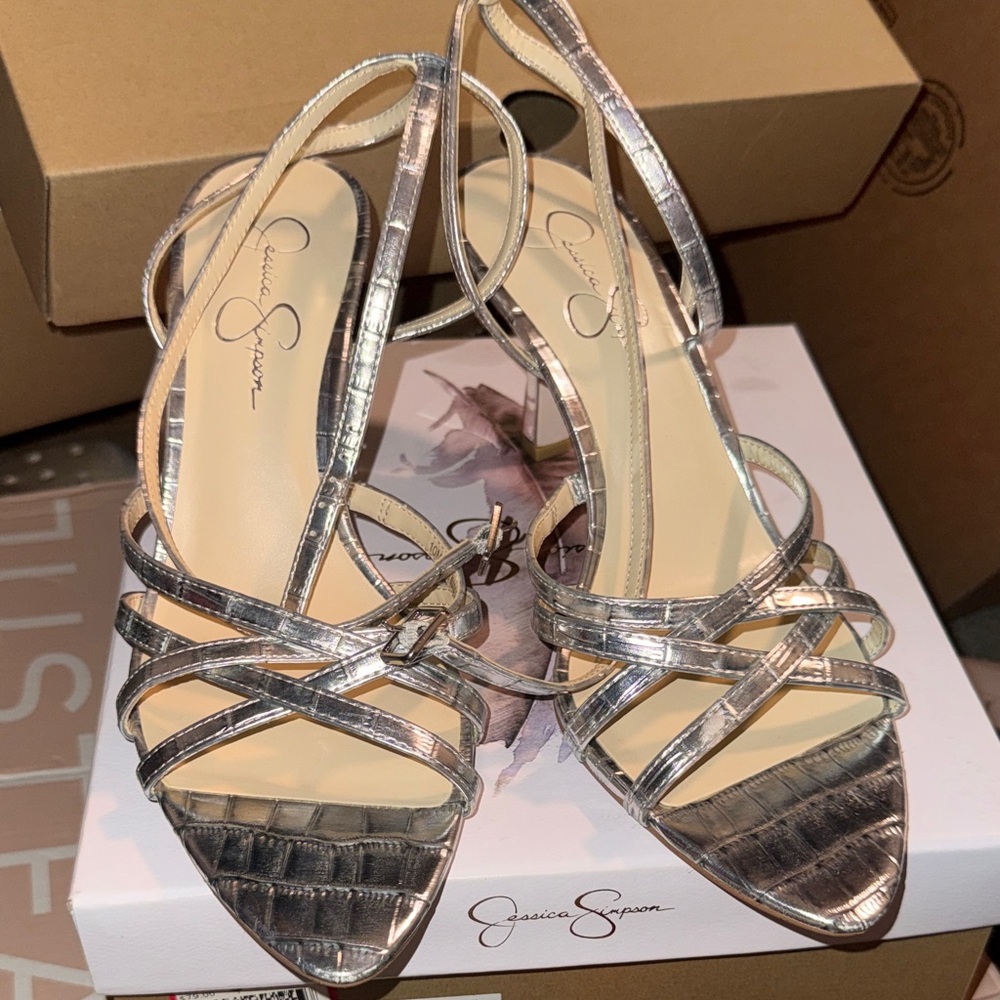 Jessica Simpson Metallic Strappy Heels